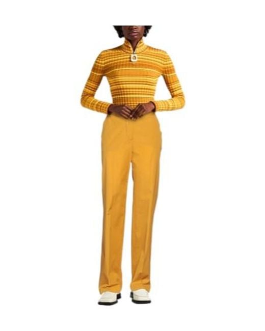 Max Mara Orange Solid-Colored Straight-Leg Pants