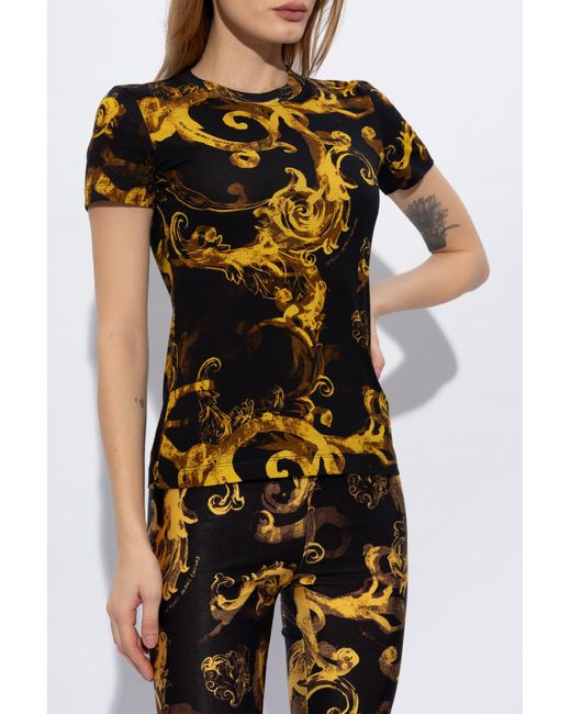 Versace Jeans Black Couture Watercolour Couture Crewneck T-Shirt for men