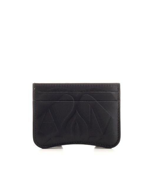 McQueen Black The Seal Logo Embossed Cardholder