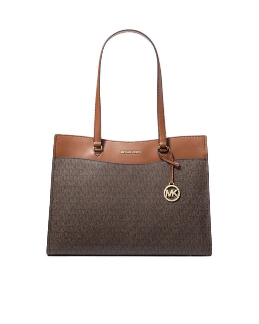Michael Kors Brown Jet Set Large Signature Logo Tote Bag
