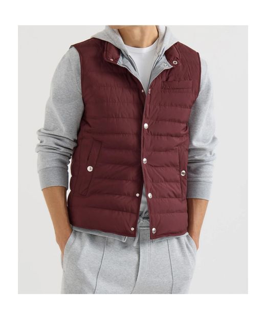 Brunello Cucinelli Purple Lightweight Techno-Fabric Down Vest for men