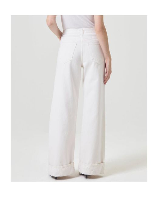 Agolde White Dame High-Rise Wide-Leg Jeans