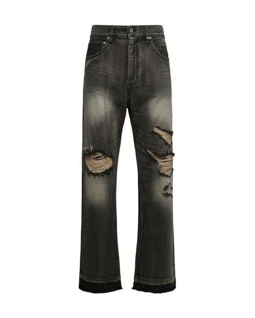 we11done Gray Ripped Denim Trouser for men