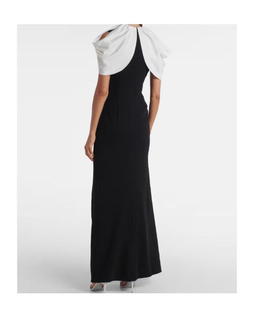 Roland Mouret Black Embellished Caped Satin Crepe Gown