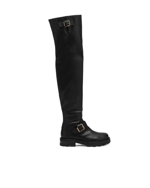 Jimmy Choo Black Biker Ii Over-The-Knee Boots