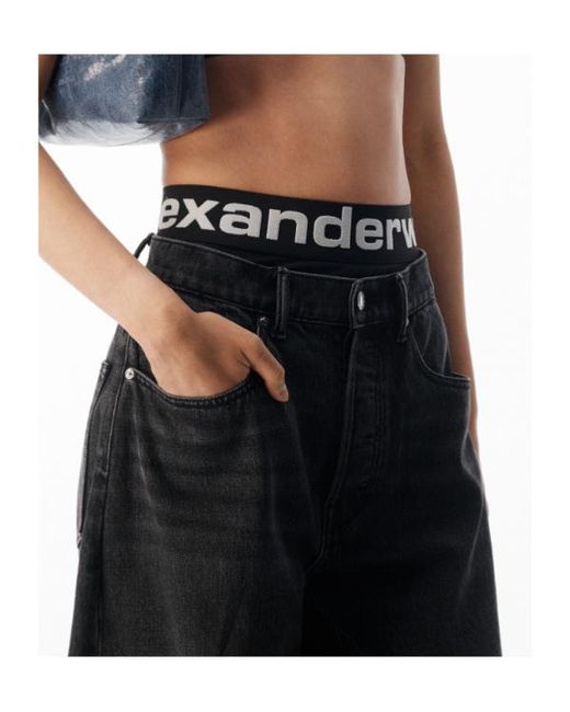 Alexander Wang Black Logo Waistband Blow-Up Jeans