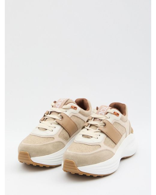 Tod's White Round-Toe Lace-Up Sneakers