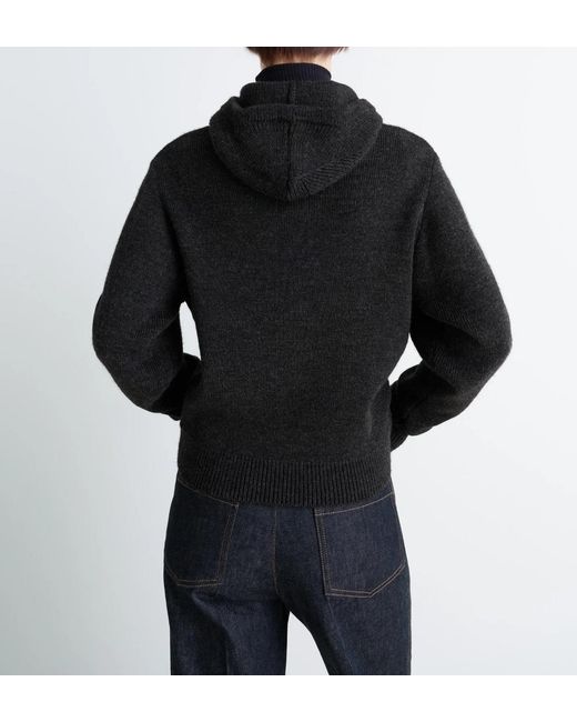 Lemaire Black Ribbed Hooded Jumper
