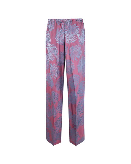 Dries Van Noten Purple Elastic Waist Casual Pants