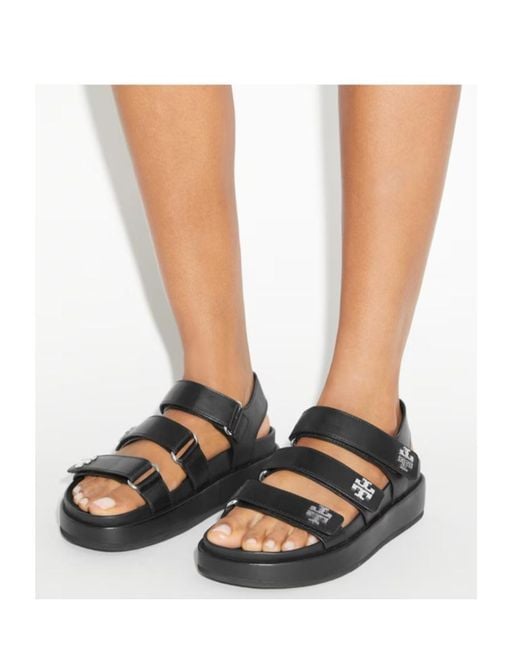 Tory Burch Black Triple Strap Platform Sandals