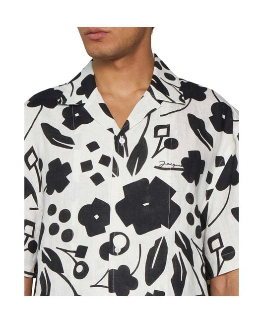 Jacquemus White Graphic Print Short-Sleeved Shirt for men