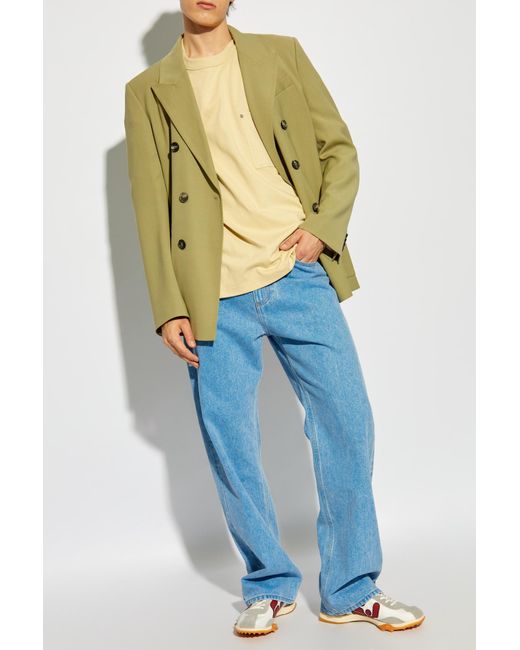 Marni Blue Logo Patch Straight Leg Jeans for men