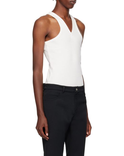Courreges White Courrèges Logo-Embroidered V-Neck Top for men