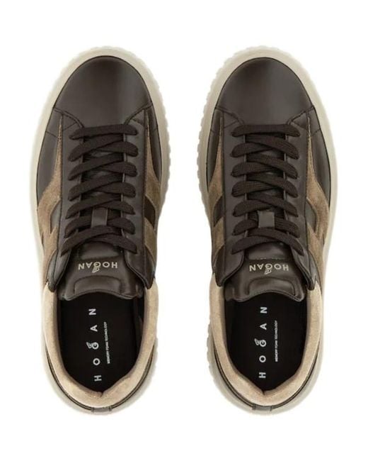 Hogan Brown H-Stripes Sneakers for men