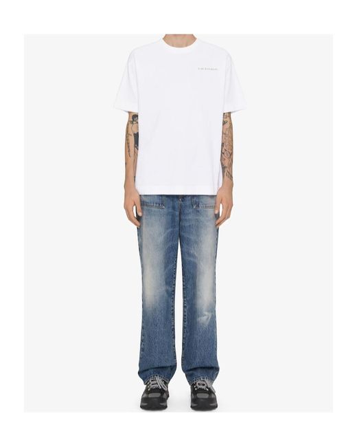 Givenchy White Logo Embroidered T-Shirt for men