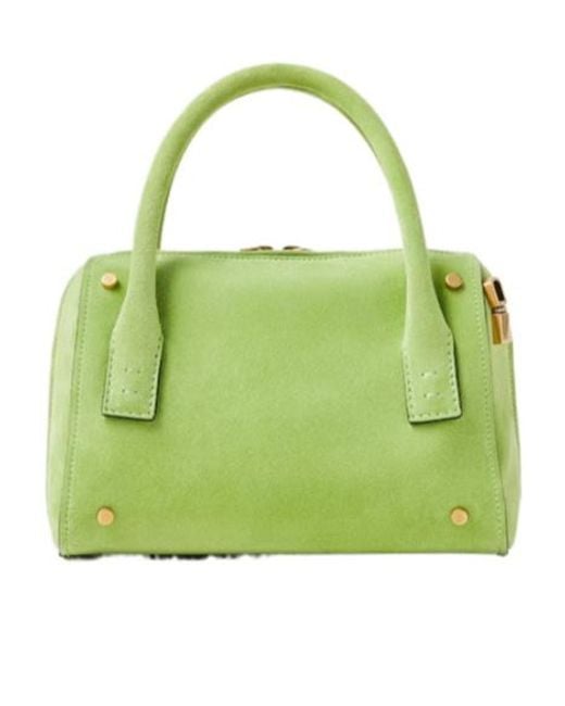 Versace Green Small Medusa Head Suede Tote Bag