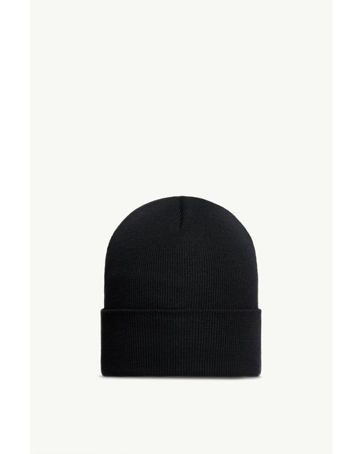 Moncler Black Logo Wool Beanie for men