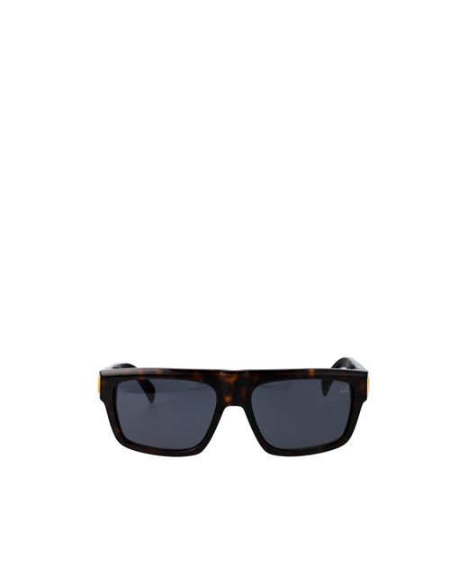 Dunhill Blue Tortoiseshell-Effect Rectangle-Frame Sunglasses for men