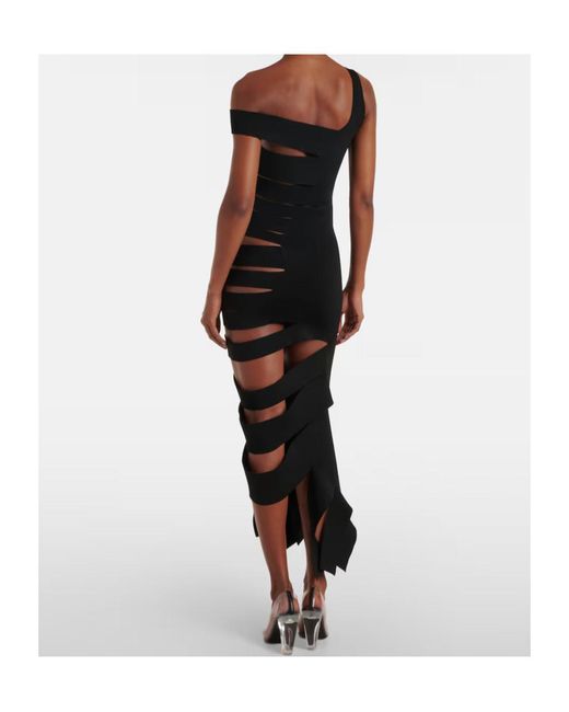 Mugler Black Open-Back One-Shoulder Dress