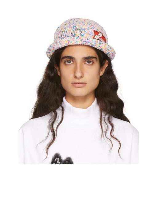 we11done White Logo Rough Knitted Fisherman Hat