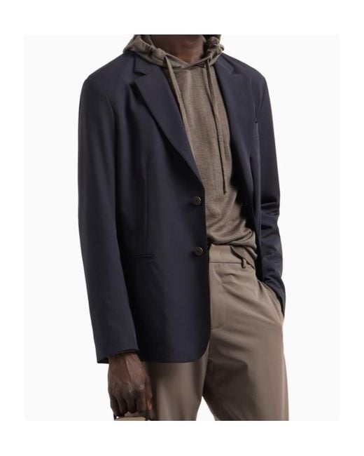 Emporio Armani Blue Travel Essentials Single-Breasted Blazer for men