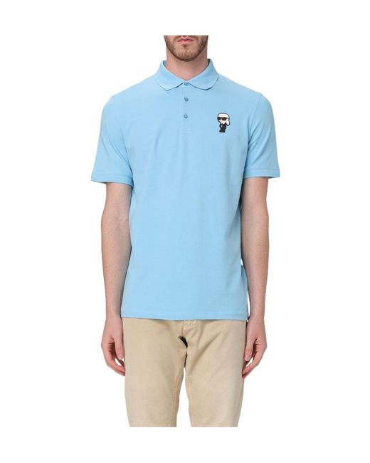 Karl Lagerfeld Blue Short-Sleeved Polo Shirt for men