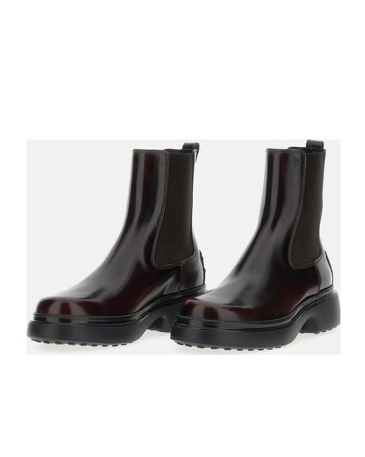 Tod's Black Round Toe Ankle Boots