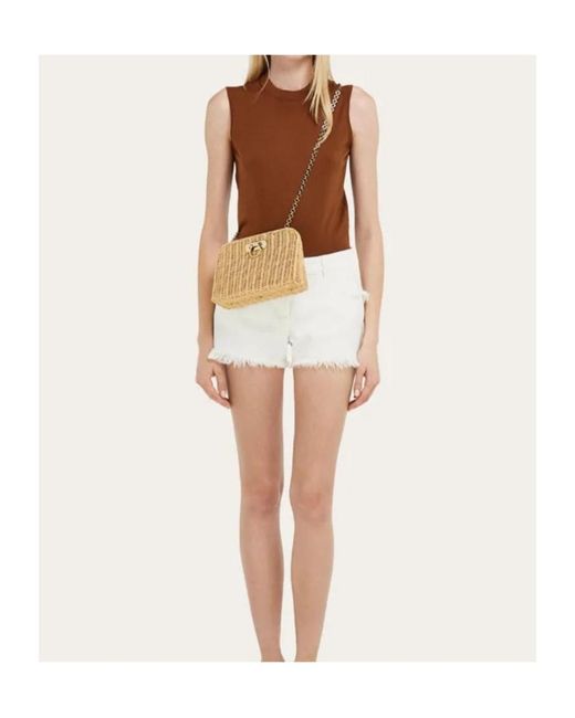 Ferragamo Metallic Diana Clutch (S)