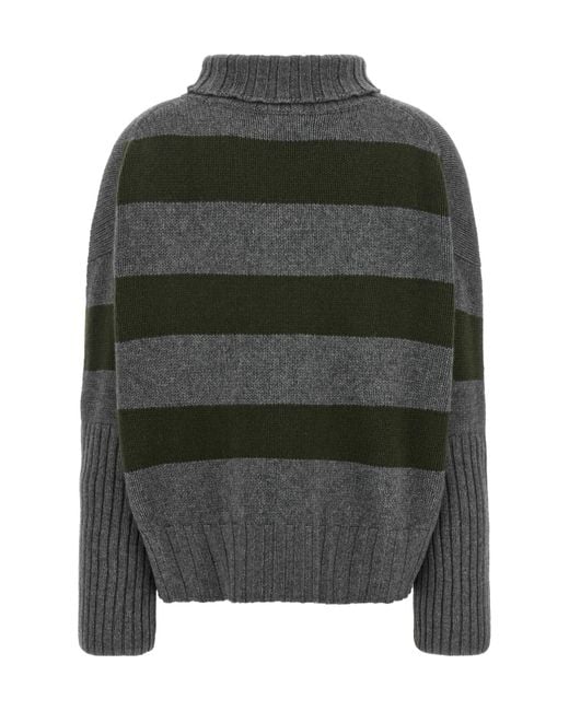 Be You Green Oversized Striped Knitted Sweater