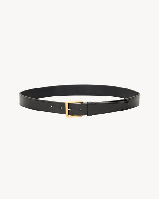 Saint Laurent White Rectangular Buckle Belt