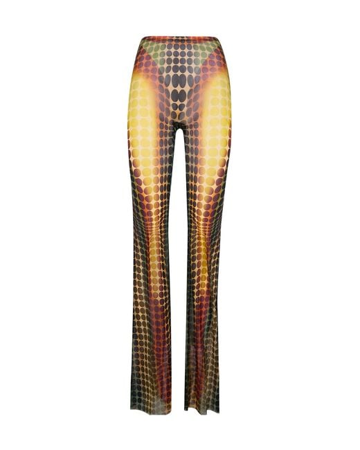 Jean Paul Gaultier Orange Optical Print Flared Pants