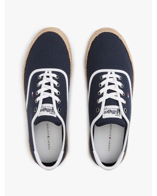Tommy Hilfiger Blue Canvas Espadrille Hybrid Trainers With Linen for men