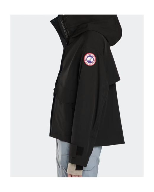 Canada Goose Blue Logo-Patch Hooded Jacket