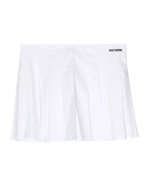 we11done White Pleated Cotton Skirt