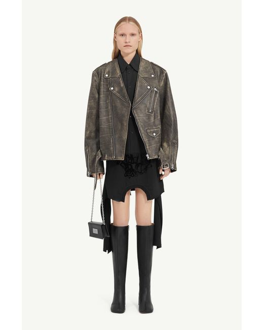 MM6 by Maison Margiela Gray Distressed-Effect Belted Jacket