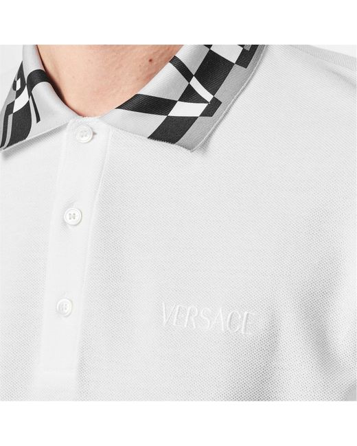 Versace White Short-Sleeved Polo Shirt for men