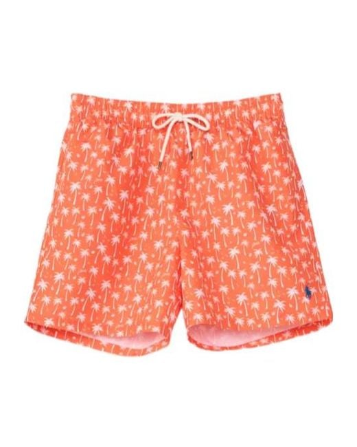 Polo Ralph Lauren Palm-Pattern Embroidered Swim Shorts for men