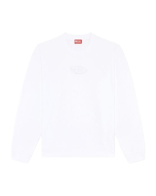 DIESEL White Cut-Out Oval D Logo Sweatshirt for men