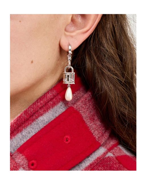 Vivienne Westwood White Small Celestia Orb Padlock Earrings