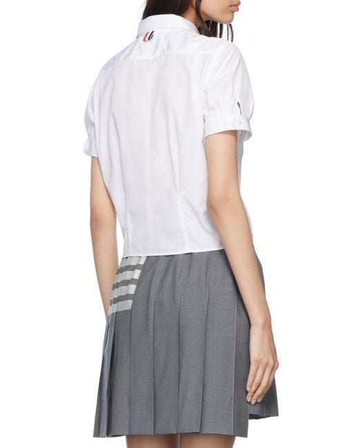 Thom Browne White Short-Sleeved Button-Up Shirt