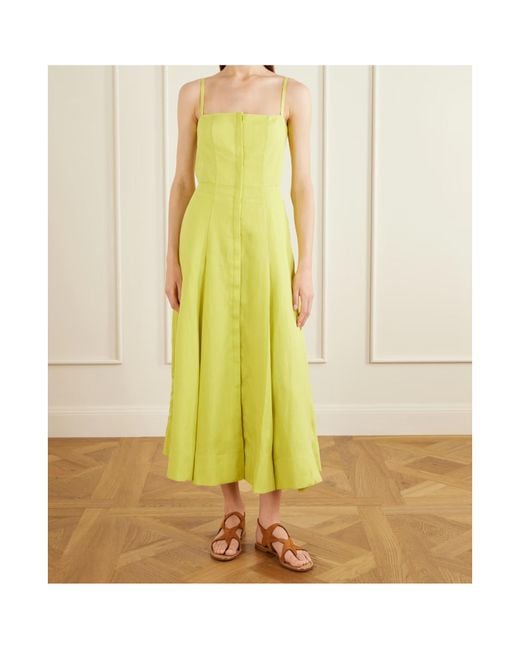 Gabriela Hearst Yellow Magritte Linen Midi Dress