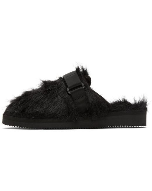Suicoke Black Logo Slippers for men