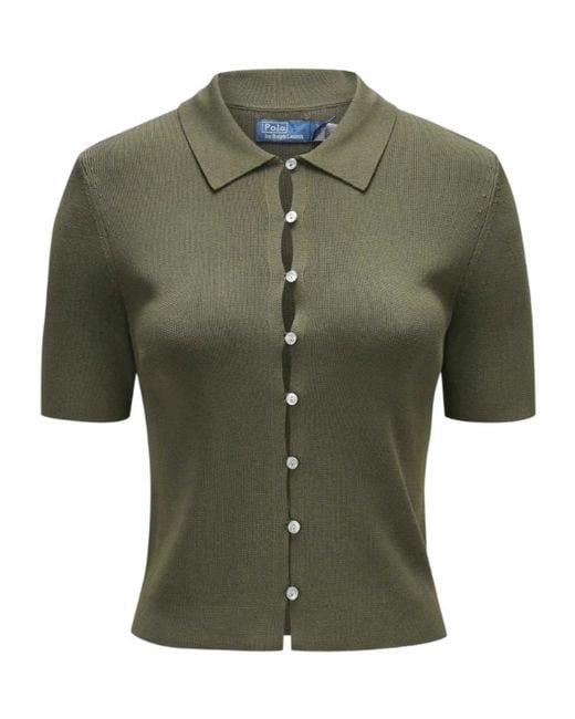 Polo Ralph Lauren Green Button Short-Sleeve Top