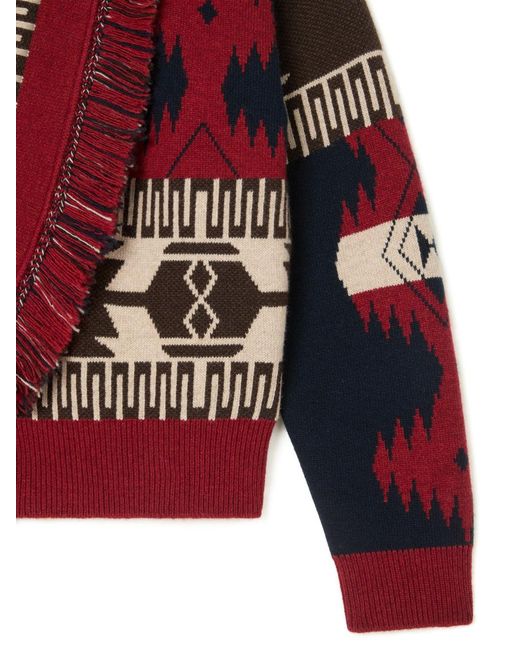 Alanui Red Icon Jacquard Cardi-Bomber
