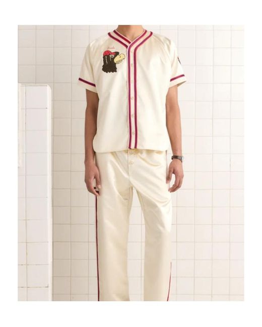 Bode White Logo Embroidered Redtail Baseball Shirt for men