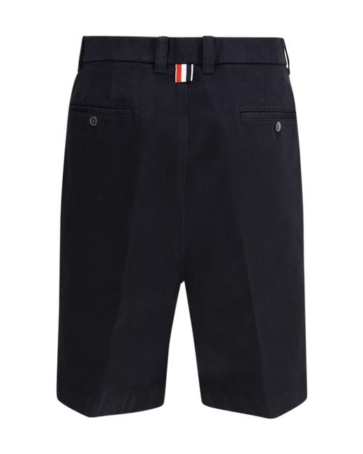 Thom Browne Blue Buttoned Chino Shorts for men
