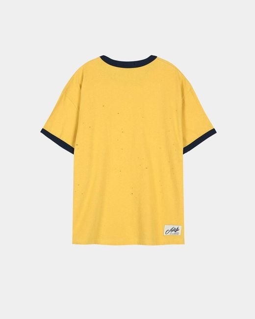 ANDERSSON BELL Yellow Logo Patch Crew Neck T-Shirt for men