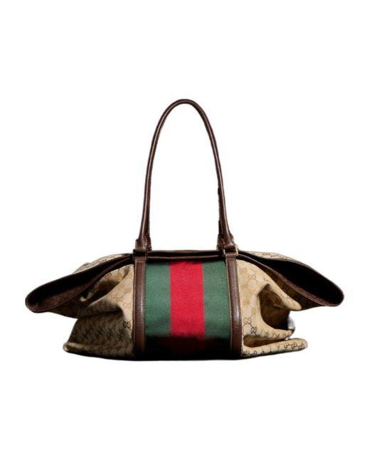 Gucci Brown Medium Gg Duffle Bag With Web for men