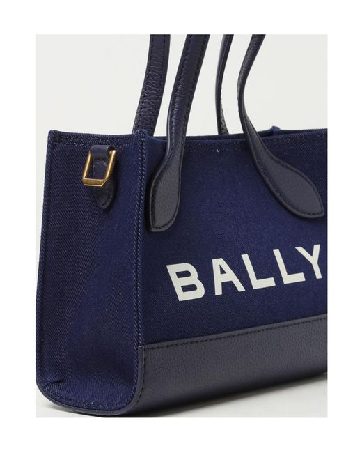 Bally Blue Logo Printed Tote Bag