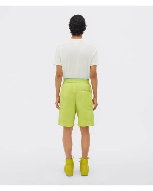 Bottega Veneta Green Elasticated Waistband Reverse Logo Shorts for men